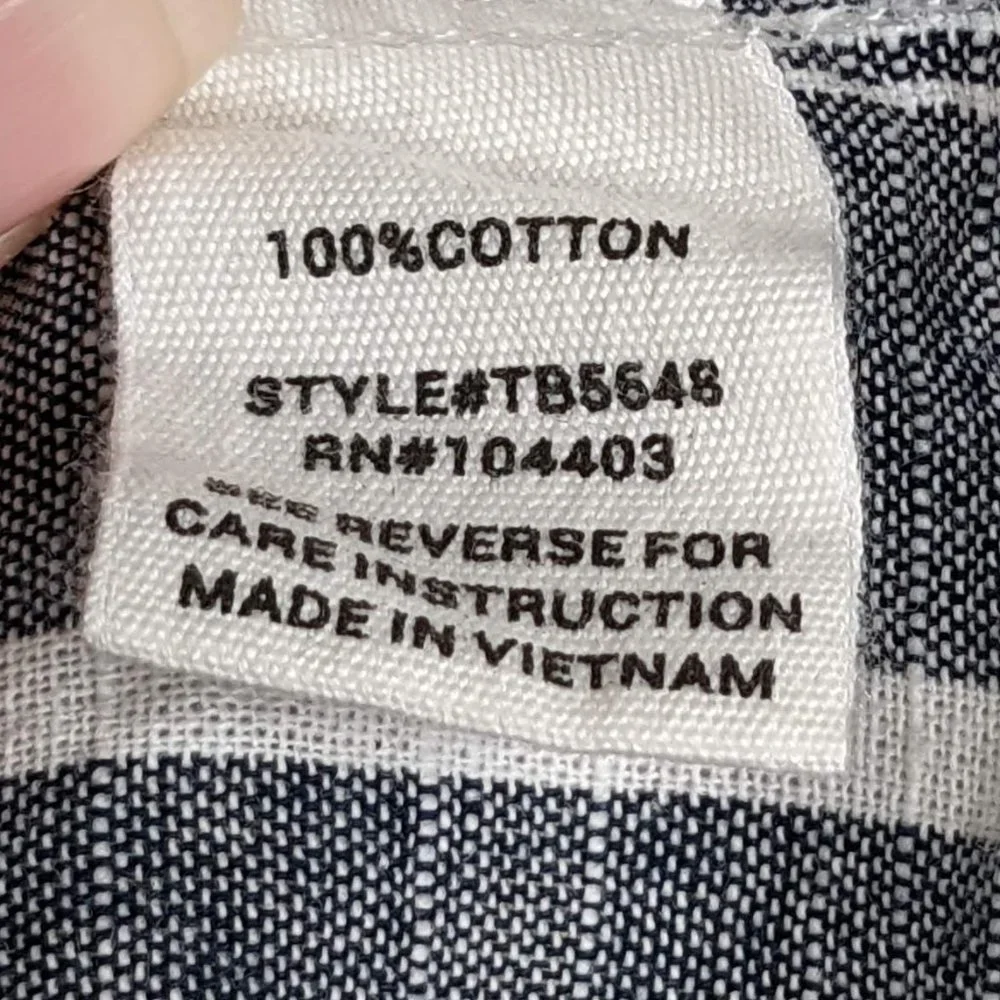 100% Cotton Mine Blue/White Striped Mini Skirt sz M